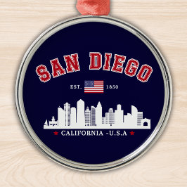 San Diego California Skyline West Coast Vibes Metalen Ornament