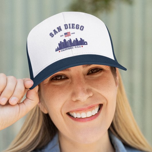 San Diego California Skyline West Coast Vibes Trucker Pet