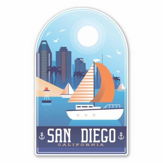 San Diego California Sticker (Voorkant)