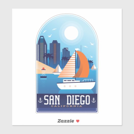 San Diego California Sticker (Vel)