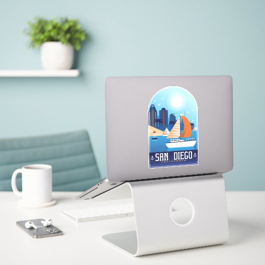 San Diego California Sticker (Laptop op bureau)