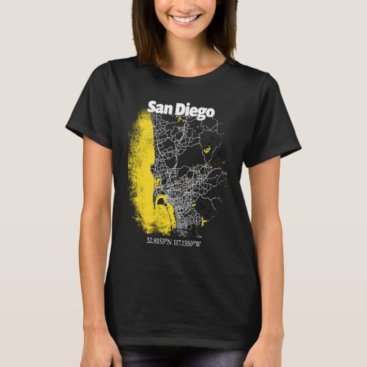San Diego California Street Map Hometown Pride Sou T-shirt (Voorkant)