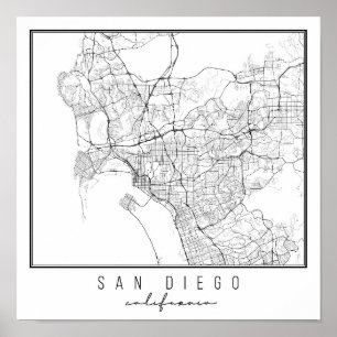 San Diego California Street Map Poster