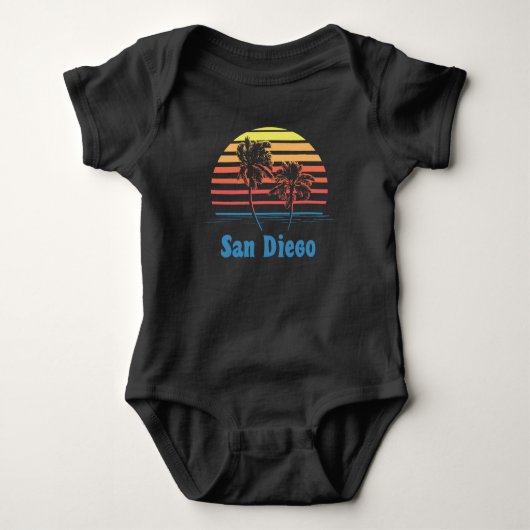 San Diego California Sunset Palm Trees Romper (Voorkant)