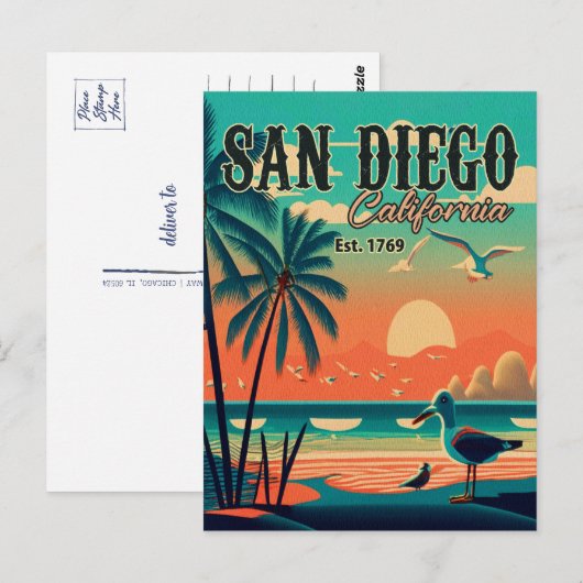 San Diego California Sunset Souvenirs jaren 1950 Briefkaart (Voorkant / Achterkant)