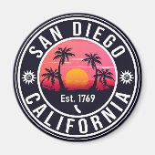 San Diego California Sunset Vakantie Souvenirs 60s Magneet (Voorkant)