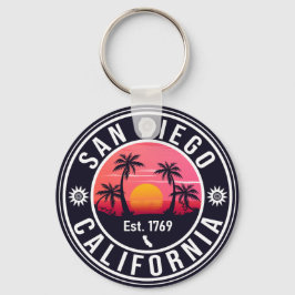 San Diego California Sunset Vakantie Souvenirs 60s Sleutelhanger