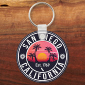 San Diego California Sunset Vakantie Souvenirs 60s Sleutelhanger (Achterkant)