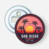 San Diego California Sunset Vakantie Souvenirs 80s Button Flesopener (Voorkant)
