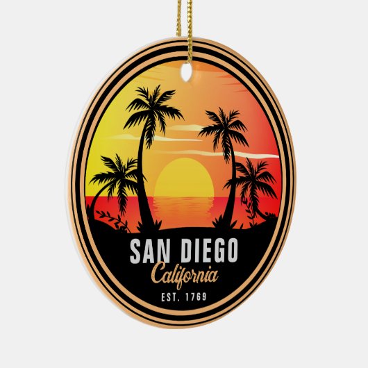 San Diego California Sunset Vakantie Souvenirs 80s Keramisch Ornament (Rechts)