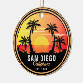San Diego California Sunset Vakantie Souvenirs 80s Keramisch Ornament (Links)