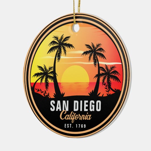 San Diego California Sunset Vakantie Souvenirs 80s Keramisch Ornament (Links)