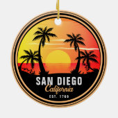 San Diego California Sunset Vakantie Souvenirs 80s Keramisch Ornament (Achterkant)