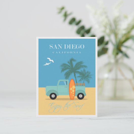  San Diego California Surf Beach Briefkaart (Staand voorkant)
