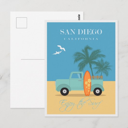  San Diego California Surf Beach Briefkaart (Voorkant / Achterkant)