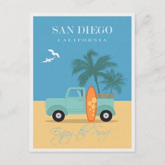  San Diego California Surf Beach Briefkaart (Voorkant)