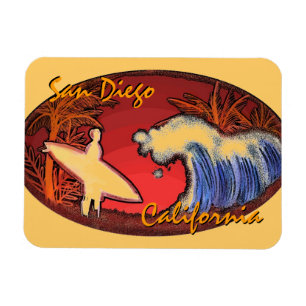 San Diego California surfer art rechthoekmagnet Magneet