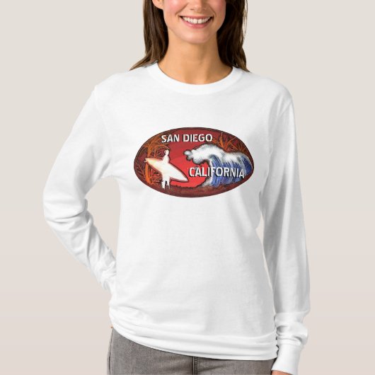 San Diego California surfer kunst dames hoodie T-shirt (Voorkant)