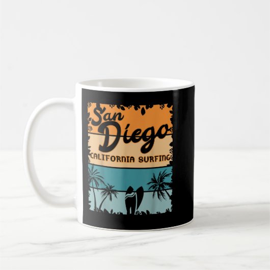 San Diego California Surfing - Retro  Surfe Koffiemok (Links)