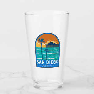 San Diego California Travel Art Vintage Glas