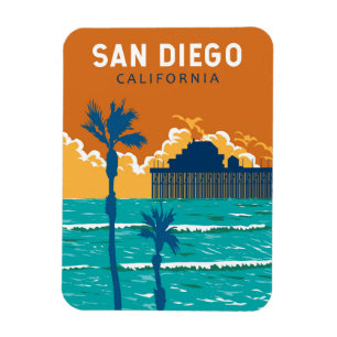 San Diego California Travel Art Vintage Magneet