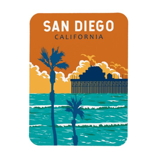 San Diego California Travel Art Vintage Magneet (Verticaal)