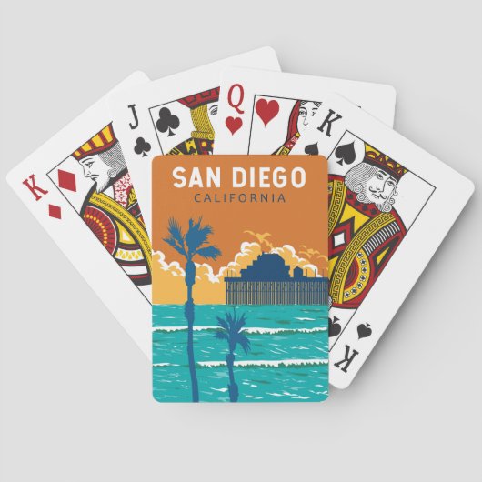 San Diego California Travel Art Vintage Pokerkaarten (Achterkant)