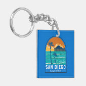 San Diego California Travel Art Vintage Sleutelhanger (Voorkant Links)