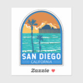 San Diego California Travel Art Vintage Sticker (Vel)