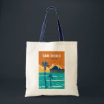 San Diego California Travel Art Vintage Tote Bag<br><div class="desc">San Diego retro vector reisontwerp van Oceanside Municipal Pier. San Diego,  Californië,  is een kustparadijs dat bekend staat om zijn zonovergoten stranden,  levendige culturele scène en het hele jaar door een aangenaam klimaat.</div>