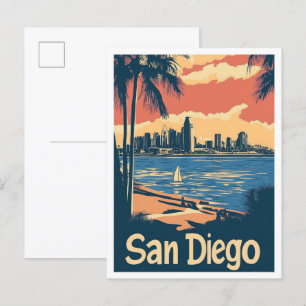 San Diego California USA Art Vintage Travel Briefkaart