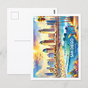 San Diego California USA Famous Place waterverf Briefkaart