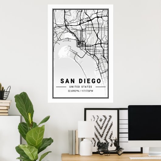 San Diego California Verenigde Staten Steden Stads Poster (Thuiskantoor)