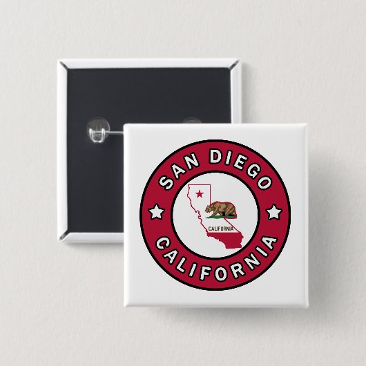 San Diego California Vierkante Button 5,1 Cm (Voorkant /achterkant)