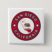 San Diego California Vierkante Button 5,1 Cm (Voorkant)