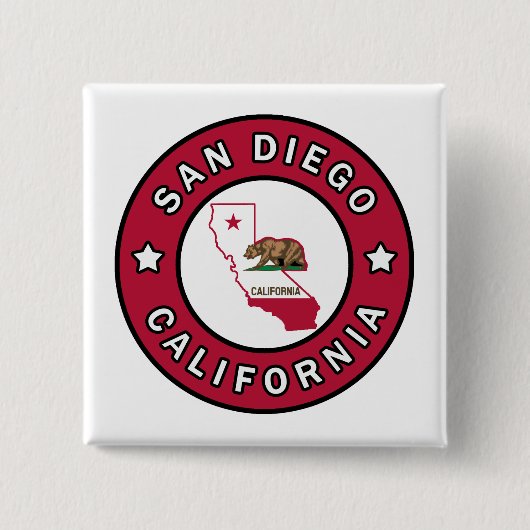 San Diego California Vierkante Button 5,1 Cm (Voorkant)