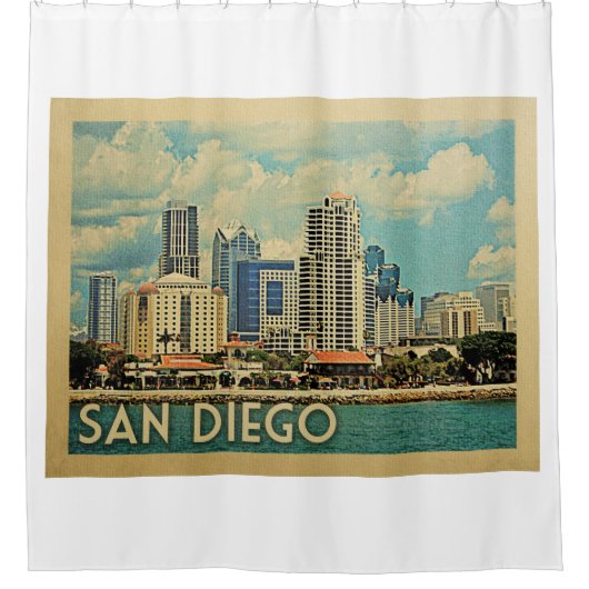 San Diego California Vintage Travel Douchegordijn (Voorkant)
