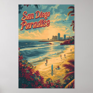 San Diego California Vintage Travel Illustratie Poster