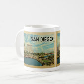 San Diego California Vintage Travel Koffiemok (Voorkant links)