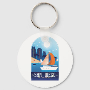 San Diego California Vintage Travel Sleutelhanger