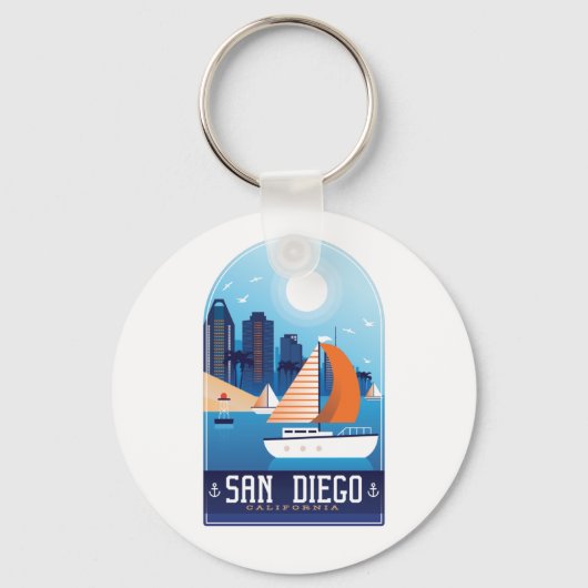San Diego California Vintage Travel Sleutelhanger (Voorkant)