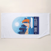 San Diego California Vintage Travel Strandlaken (Voorkant)