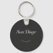 San Diego California White Font Sleutelhanger (Voorkant)