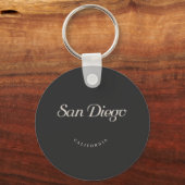 San Diego California White Font Sleutelhanger (Voorkant)