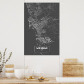 San Diego, California (white on black) Poster (Keuken)
