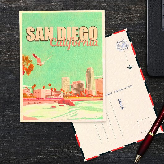 San Diego Californië Binnenstad Souvenirs 1950s Briefkaart