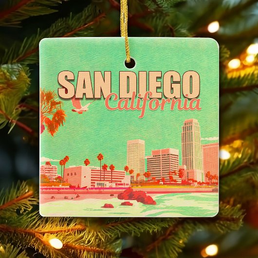 San Diego Californië Binnenstad Souvenirs 1950s Keramisch Ornament