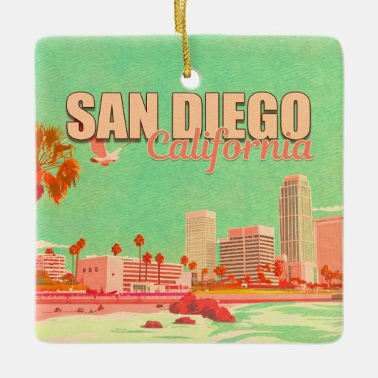 San Diego Californië Binnenstad Souvenirs 1950s Keramisch Ornament (Voorkant)