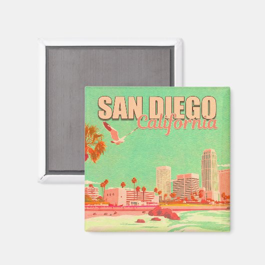 San Diego Californië Binnenstad Souvenirs 1950s Magneet (Voorkant / Achterkant)