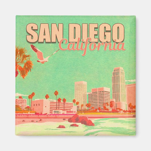 San Diego Californië Binnenstad Souvenirs 1950s Magneet (Voorkant)